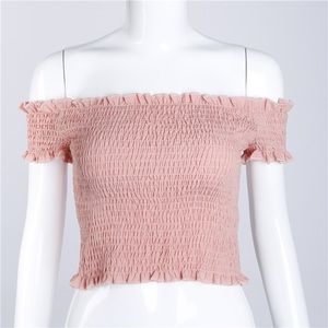 NEW pink scrunched crop top 💕